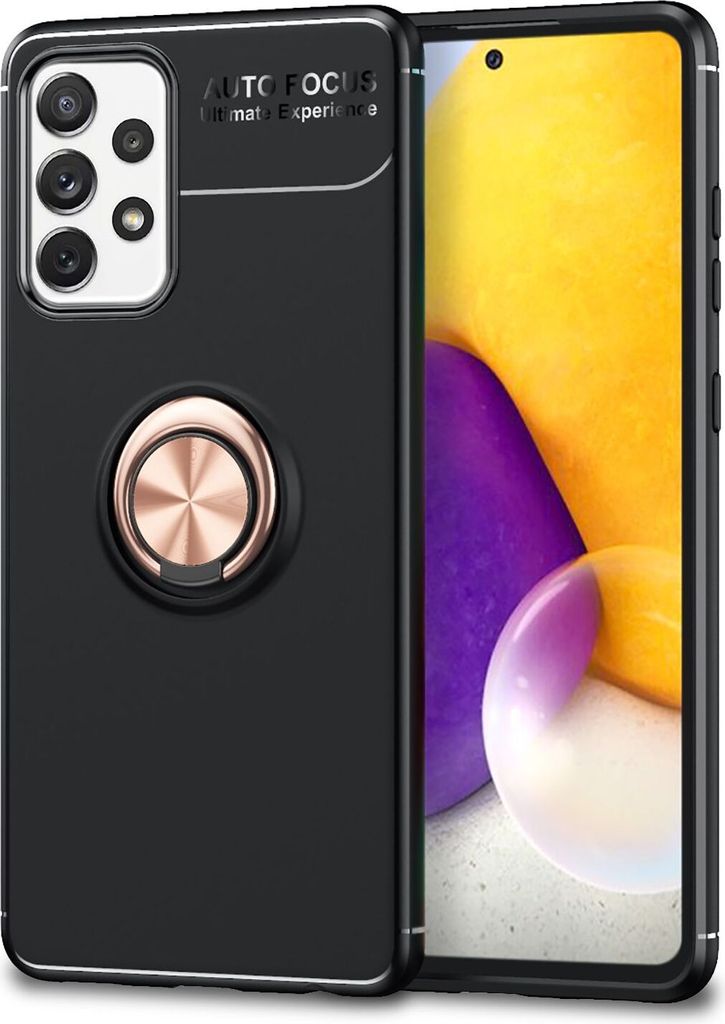 NALIA Ring Handyhülle für Samsung Galaxy A72, Silikon Cover Schutz Tasche Case Rose Gold
