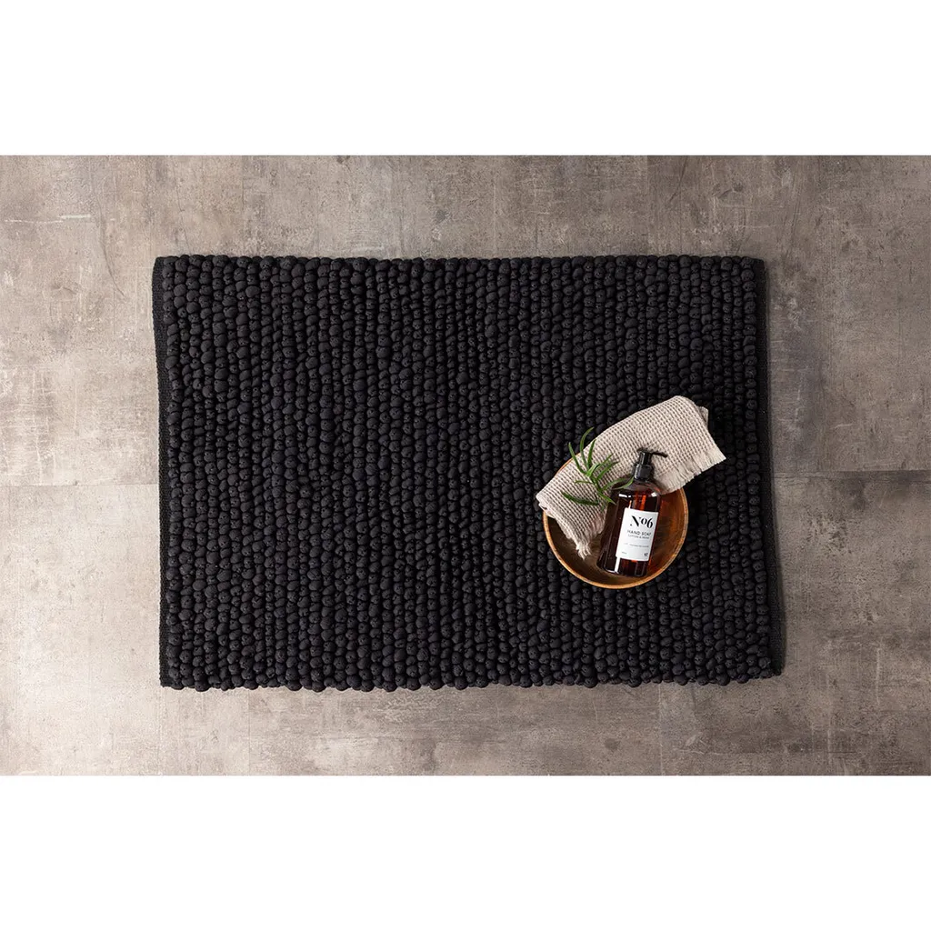 Tapis de bain 80x50cm noir Wilmer idéal pour sortie de douche d'angle