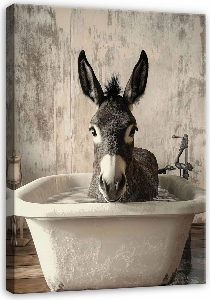 Leinwandbild - Bilder Badezimmer Tiere Abstrakt - 60x40 cm - Leinwandbilder Wandbild XXL Wanddekoration Design