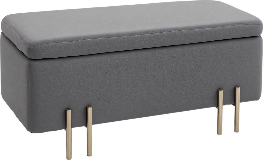 Sitzbank mit Stauraum Polsterbank mit Samtoptik, Sitztruhe mit Metallbeine, Truhenbank für Wohnzimmer Schlafzimmer Flur 100 x 40 x 42 cm, Dunkelgrau