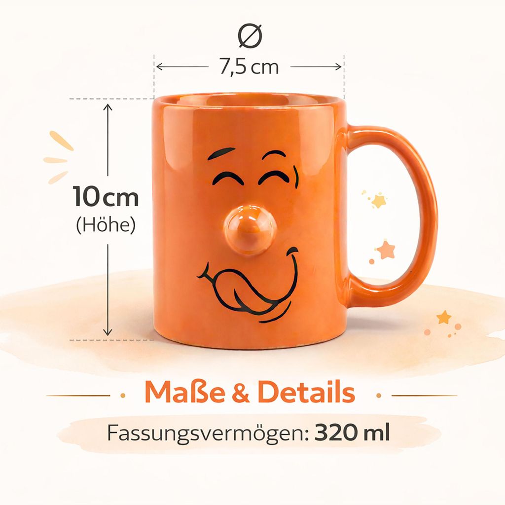 4-tlg. Set Lustige Tassen mit Gesicht