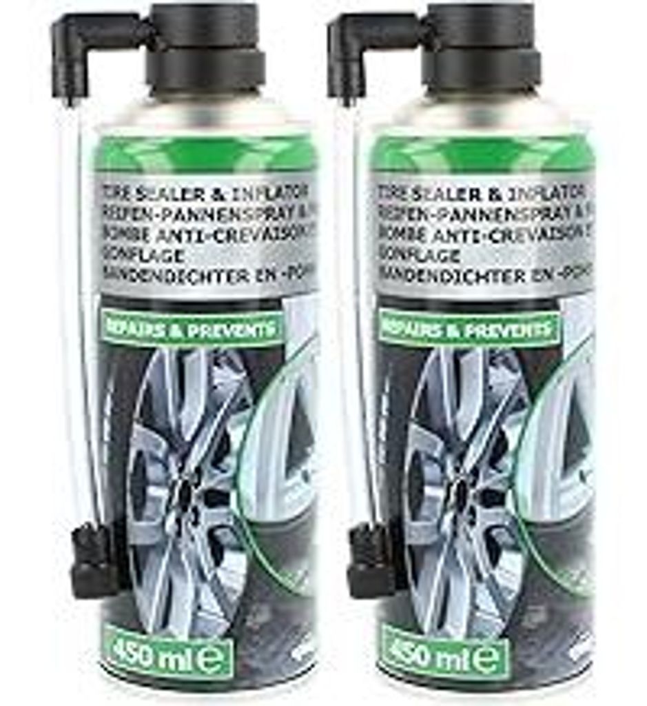 com-four2X Reifen Pannenspray je 450 ml - Autoreifen Pannenset auch für Motorradreifen - Reifenreparaturset - Reifendicht-Spray für Auto und Moto...