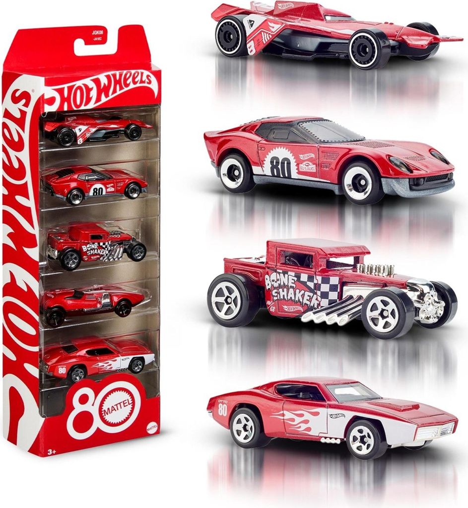 Hot Wheels Zestaw Samochodów Die-Cast 5-Sztuk 1/64 80-lecie Obrázok produktu 