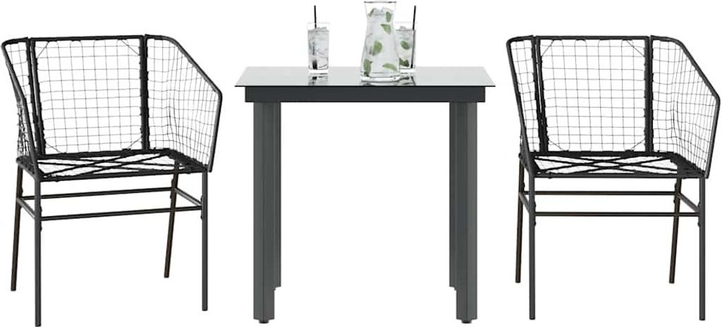 Maison Exclusive - 3-teiliges Garten-Esszimmerset aus schwarzem Polyrattanglas