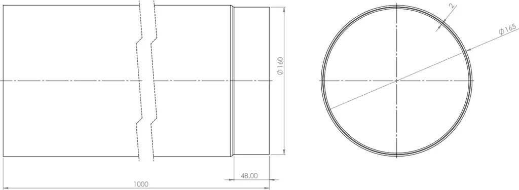 Tubo Stufa 160 mm Acciaio - Lunghezza 1 Metro - Qualità Extra