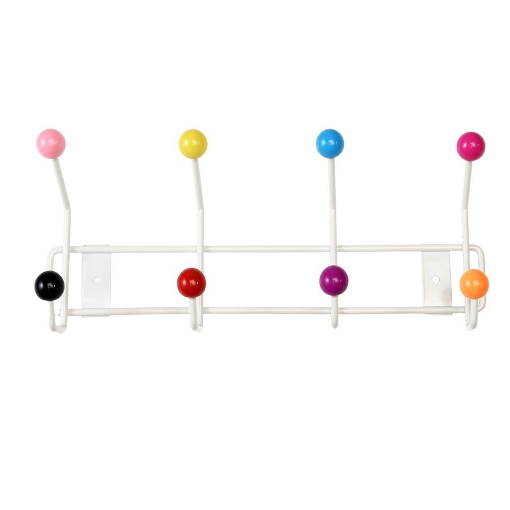 Wandhaken Gumball Hakenleiste im Retro-Stil mit 8 Haken zur Wandmontage