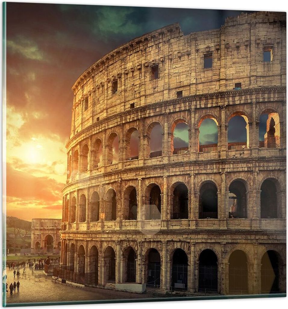 Bilder auf glas - Coloseum Roma Architektur Italien - 70x70cm - Glasbilder - Wandbilder - Kunstdruck - zum Aufhängen bereit - Wanddekoration aus G...