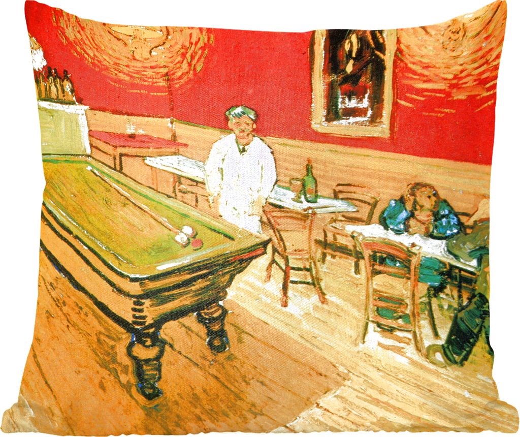 MuchoWow Zierkissen Sofakissen Wohnzimmer Dekokissen 50x50 cm Das Nachtcafé - Gemälde von Vincent van Gogh - Komfort - Sofakissen