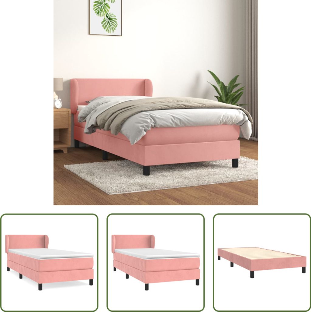 The Living Store Boxspringbett mit Matratze Rosa 90x190 cm Samt