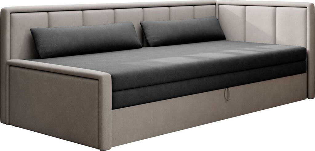 Sofa mit Schlaffunktion und Bettkasten Couch für Wohnzimmer Schlafsofa, Polstersofa Wohnlandschaft mit Bettfunktion - 214x77x82 cm - FULO (Rechts...