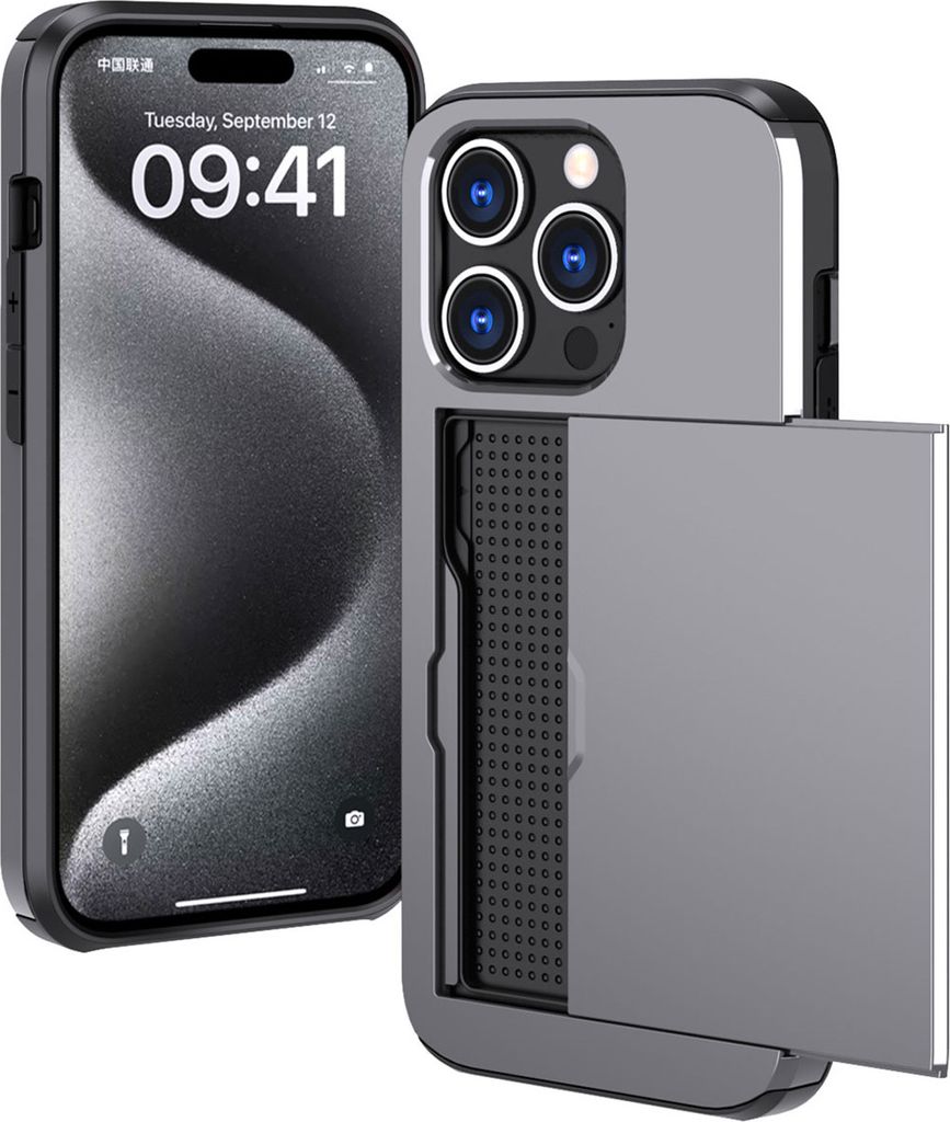 imoshion Backcover mit Kartenfach iPhone 15 Pro - Grau