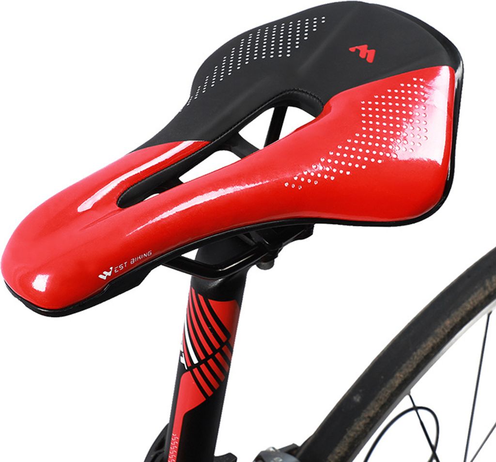 Fahrradsattel Stahlschienen Mountainbikesitz Weiche Kunstlederstrasse MTB Fahrradsattel Hohl Atmungsaktiver Fahrradsattel Fahrradzubehoer Reitausru...