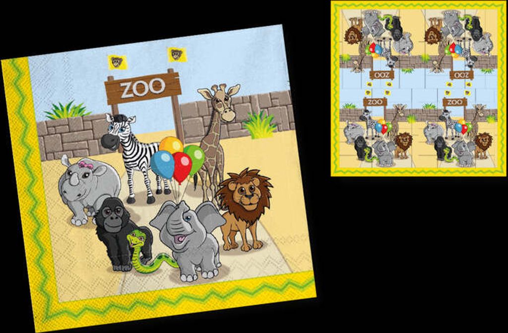 20 Party im Zoo Servietten 33cm