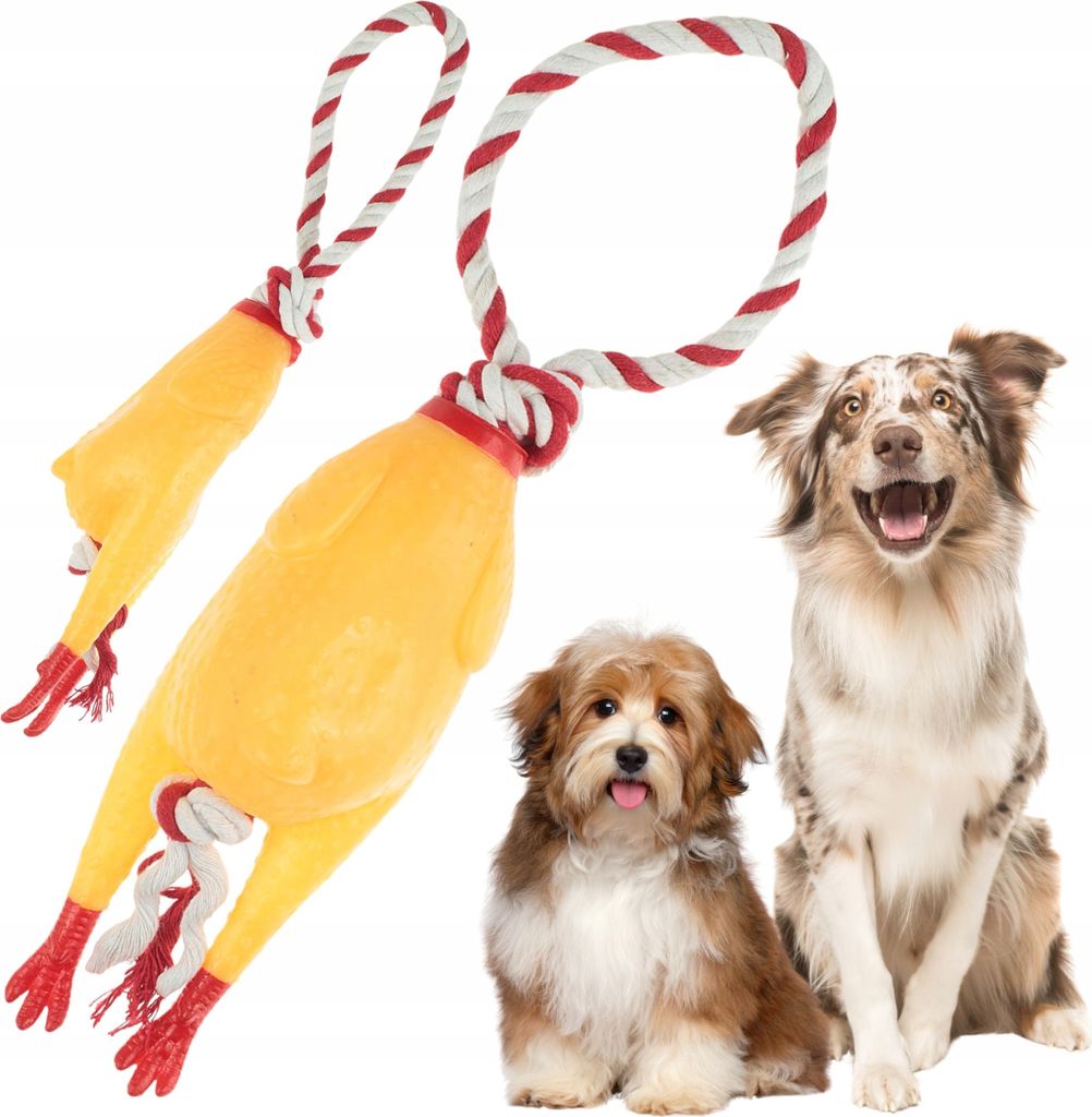 CHICKEN Spielzeug für Hunde mit Schnur ohne Quietsche CHICKEN BOY