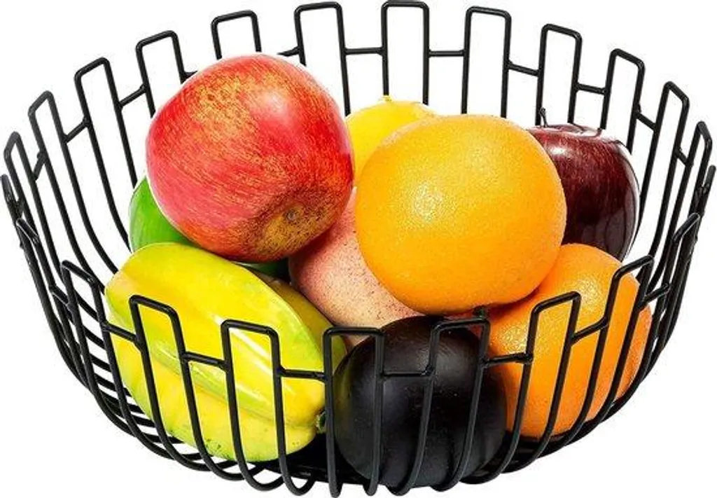 Corbeille à fruits noire 27cm en fil métallique, style industriel