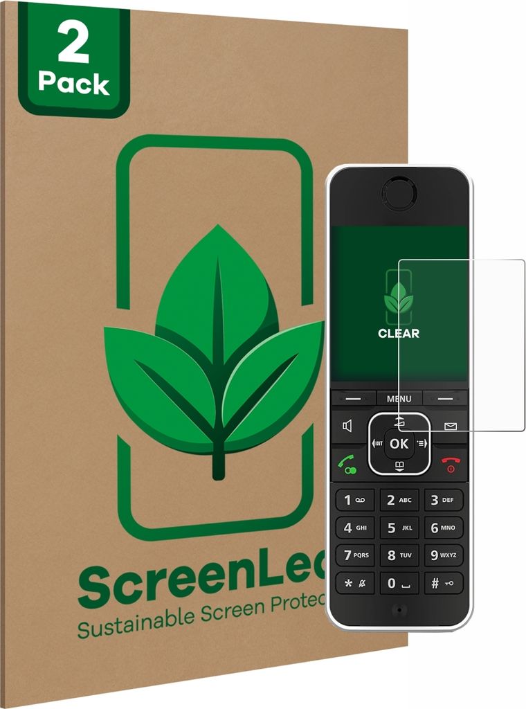 2x ScreenLeaf Schutzfolie für AVM Fritz!Fon C6 Black nachhaltiger Displayschutz Display Schutz Folie Klar Transparent