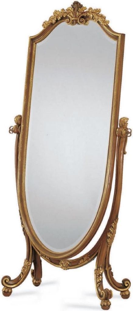 Casa Padrino Luxus Barock Standspiegel Braun / Gold - Schwenkbarer Barockstil Spiegel - Luxus Schlafzimmer Möbel im Barockstil - Barock Möbel - L...