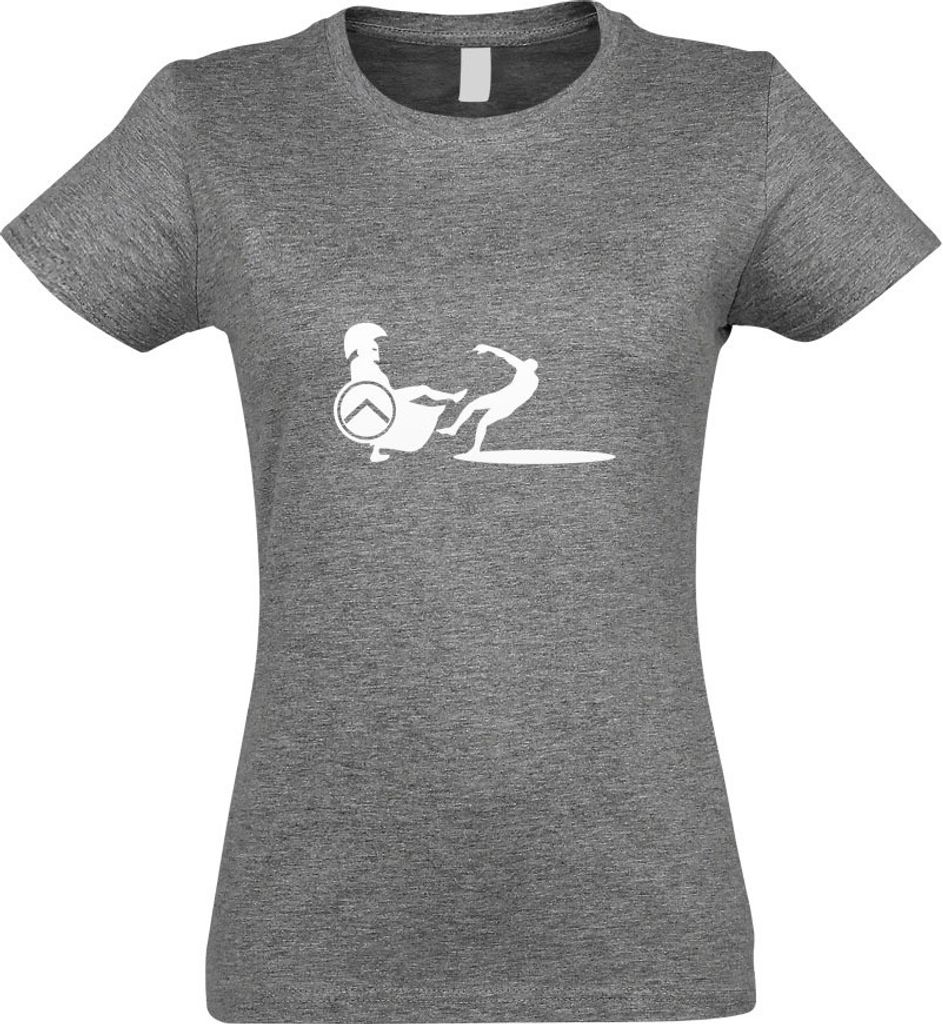 Kiwistar - T-Shirt tailliert - Damen - Graumeliert - Spartaner Sparta Kämpfer II - mit Motiv Bedruckt - Funshirt Design - Sport - Freizeit - Damen...