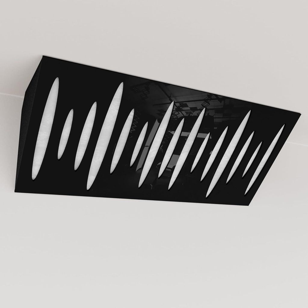 2er-Pack – Schmale akustische Eck-Bassfalle mit Samtstoff | 23x50x10 cm |Reflexion - Schalldämmung | [PULSE (Horizont) - Schwarzer Kunststoff |W...