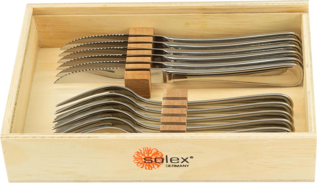 Solex Selina Steakbesteckset 12 teilig für 6 Personen in Holzbox