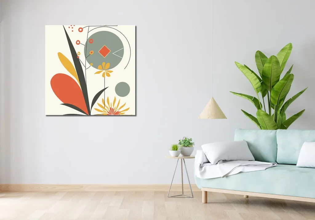Image Jardin Géométrique 90x90 cm en Toile Canvas - Design Graphique Vert - 2