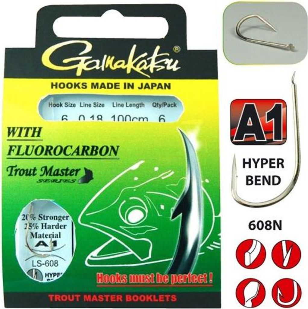 Gamakatsu LS-608 Trout Master Series 200cm - 6 Forellenhaken, Hakengröße/Schnurdurchmesser:Gr. 10 / 0.14mm