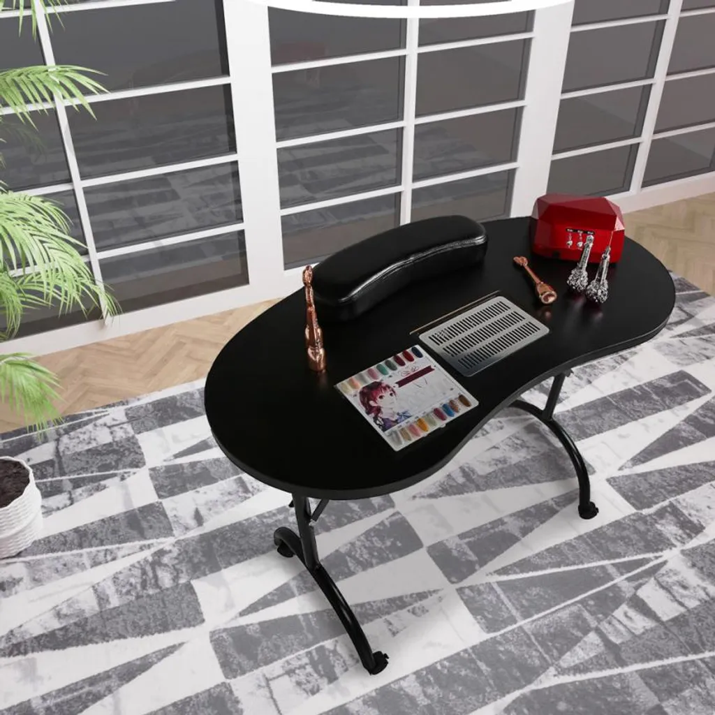 Table de Manucure Pliable Easynails avec Valve d'Écoulement Intégrée Noire