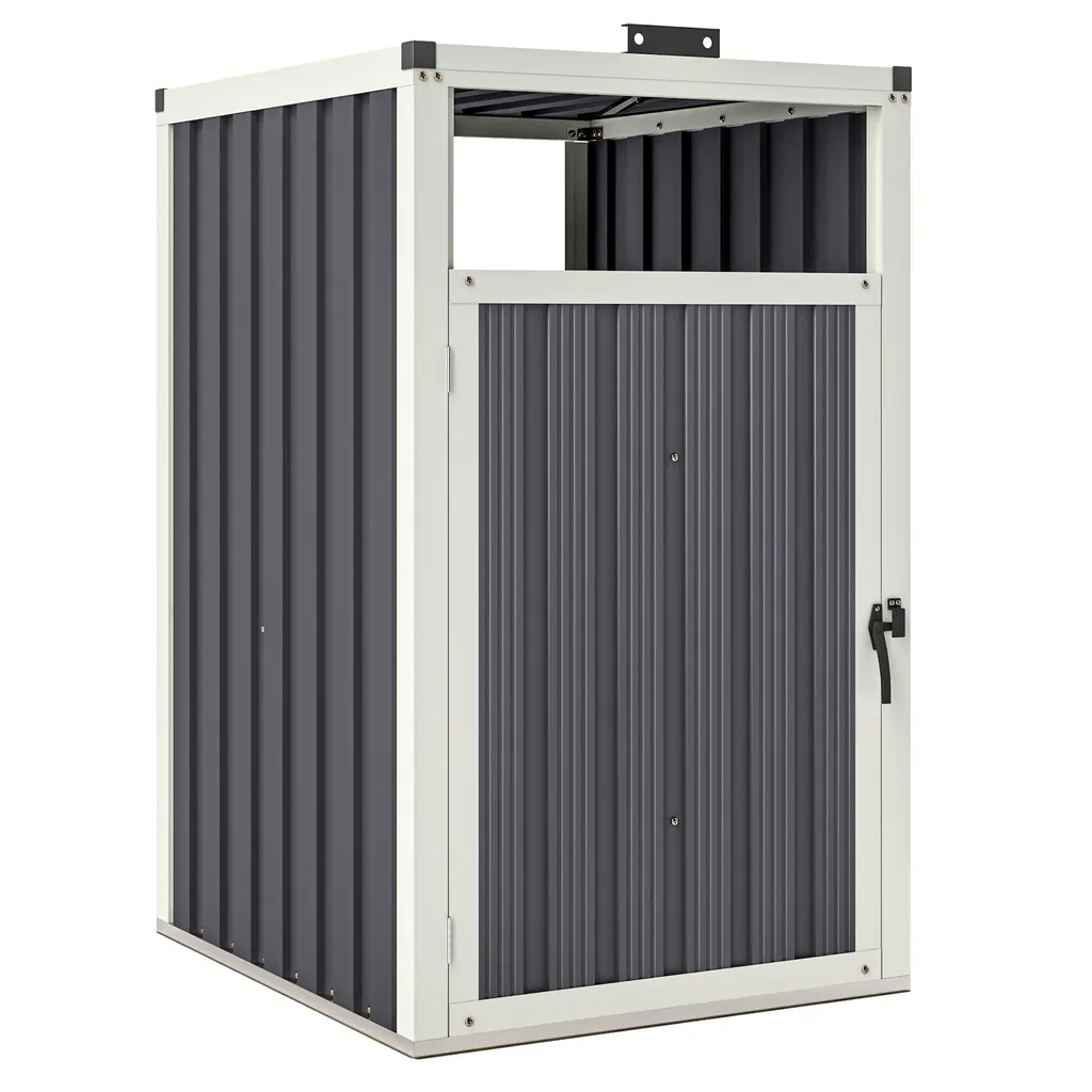 Abri poubelle en acier galvanisé gris anthracite - Couvercle 180°