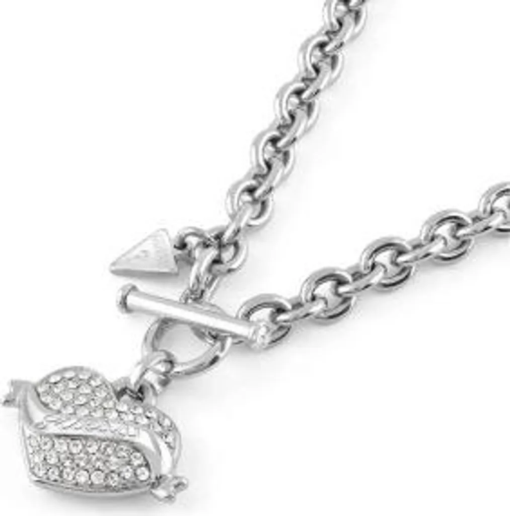 Collier Guess Cœur Argenté Idée Cadeau Femme Bijou Acier Inoxydable 45cm