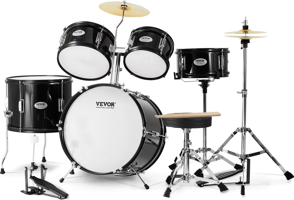 5-teiliges Schlagzeug-Set für Kinder Drum mit Thron Schwarz