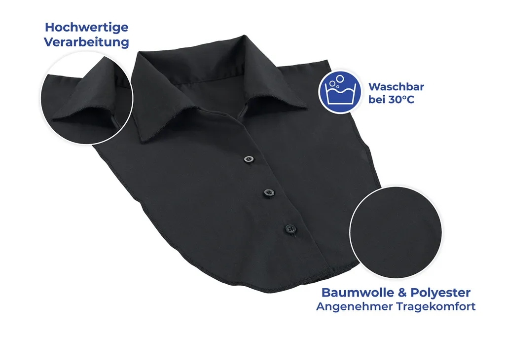 Col de chemisier noir pour pull et sweat - Idéal tenue bureau et chic - 3