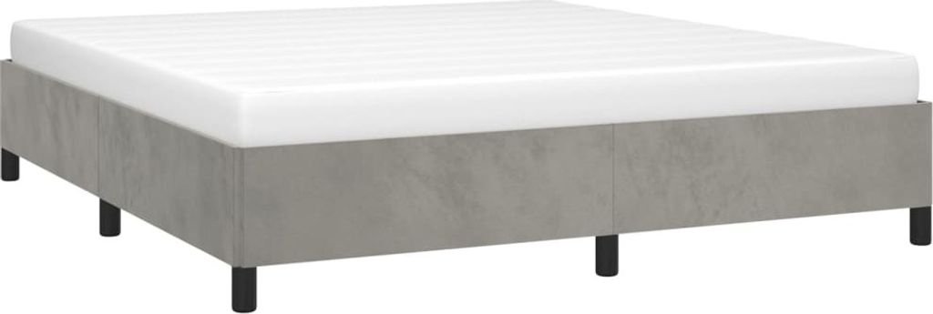 "Winterschlussverkauf "Bettgestell - CLORIS - Doppelbett - Robust und langlebig - ohne Matratze Hellgrau 160x200 cm - Einfache Montage - Samt - Neu...