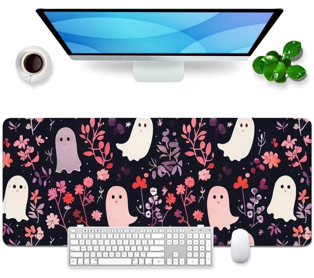 Tapis de bureau pour femmes accessoire gaming Kawaii fantôme 80x30 cm
