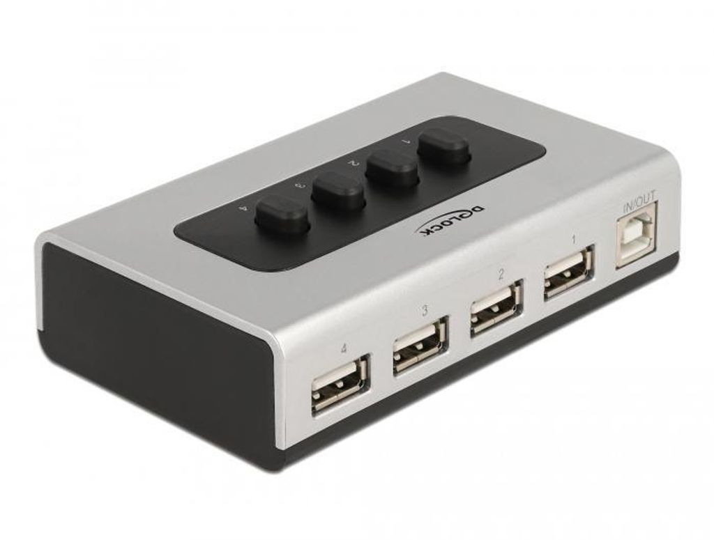 Umschalter USB 2.0 mit 1 x Typ-B Buchse - 4 x Typ-A Buchse, manuell, bidirektional