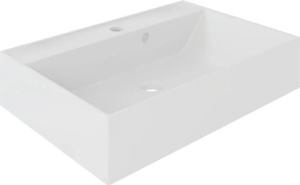 Vasque à poser en fonte minérale 60 cm blanc avec trop-plein inclus