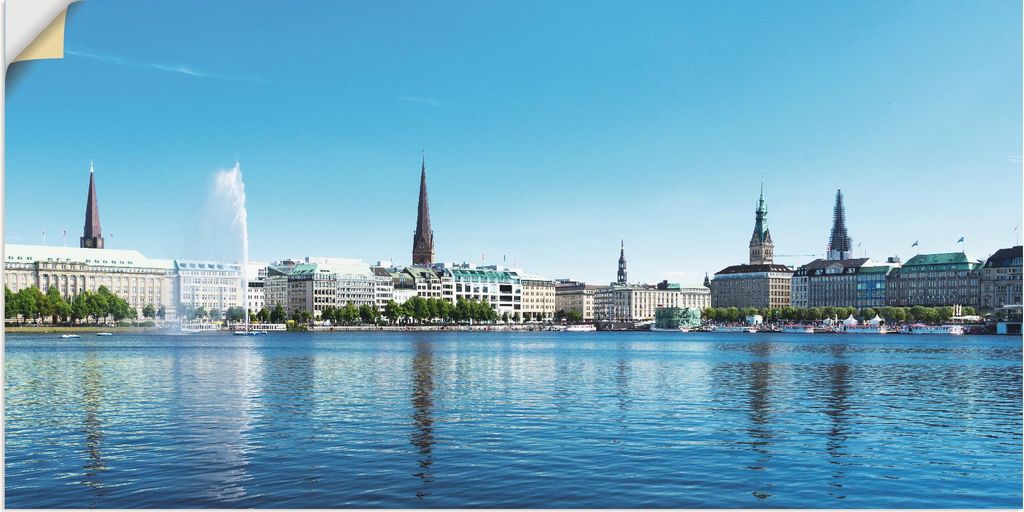ARTland Wandbild, selbstklebend Hamburg Alsterpanorama Größe: 150x75 cm