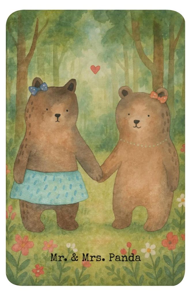 Mr. & Mrs. Panda Wärmedecke Bär Freundin Design 100 x 150 cm - Weiß - Geschenk, Teddy, Decke, Kuscheldecke, Winterdecke, Heimdecke, Tagesdecke