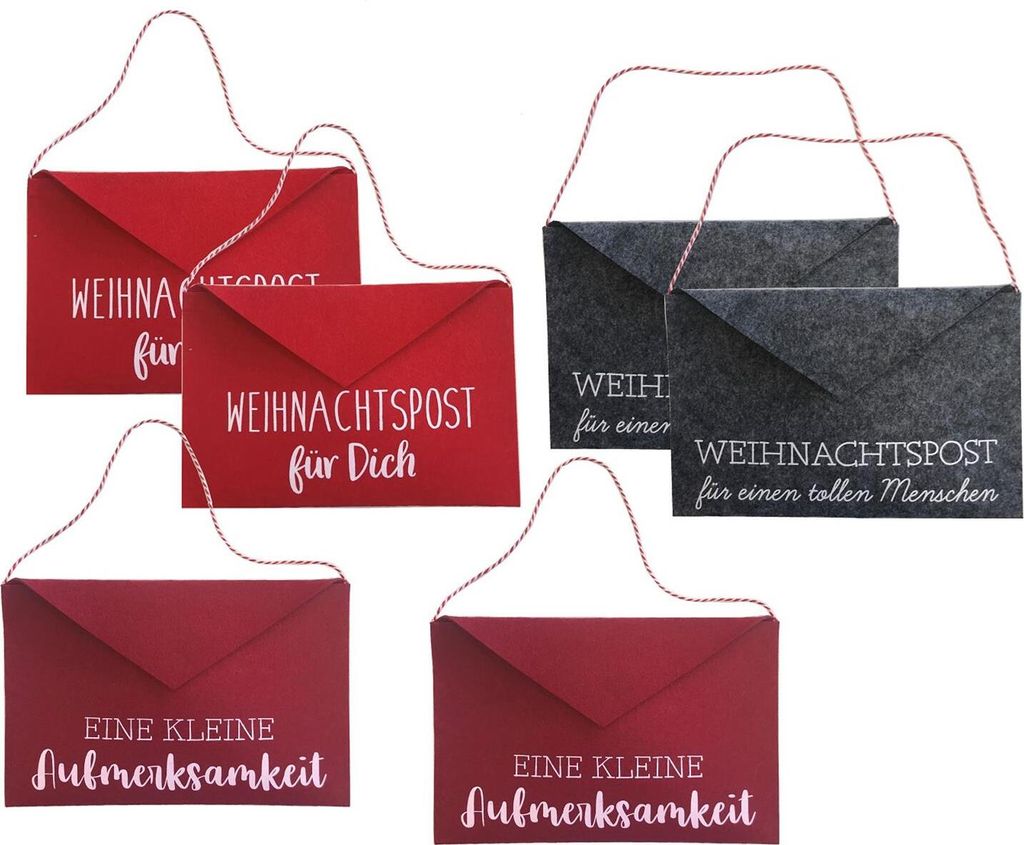 6 Stück Briefumschlag aus Filz Weihnachtspost Produktbild 