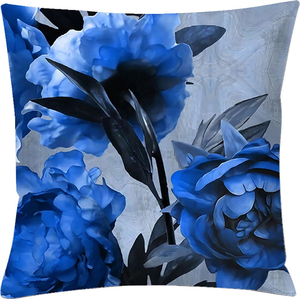 Super weicher Kissengehäuse Ultrathick Polyester versteckt Reißverschluss Rosenmuster Kissen Cover Wohnkultur-E