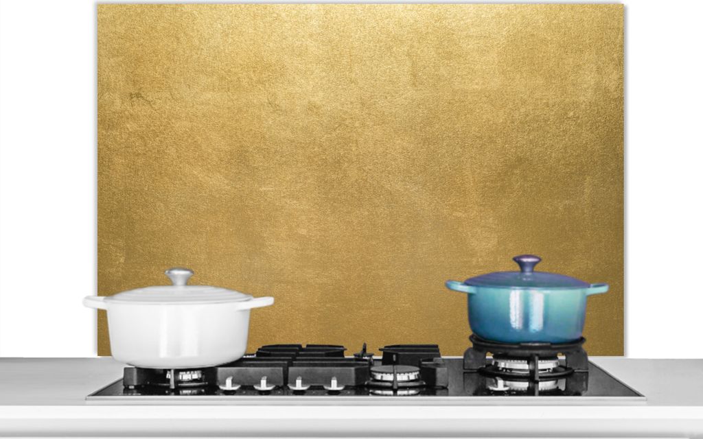 KitchenYeah Spritzschutz Küche - Küchenrückwand - Wandschutz für Herd und Spüle - Gold - Luxus - Abstrakt 100x65 - Alu-Dibond (Alternative ...