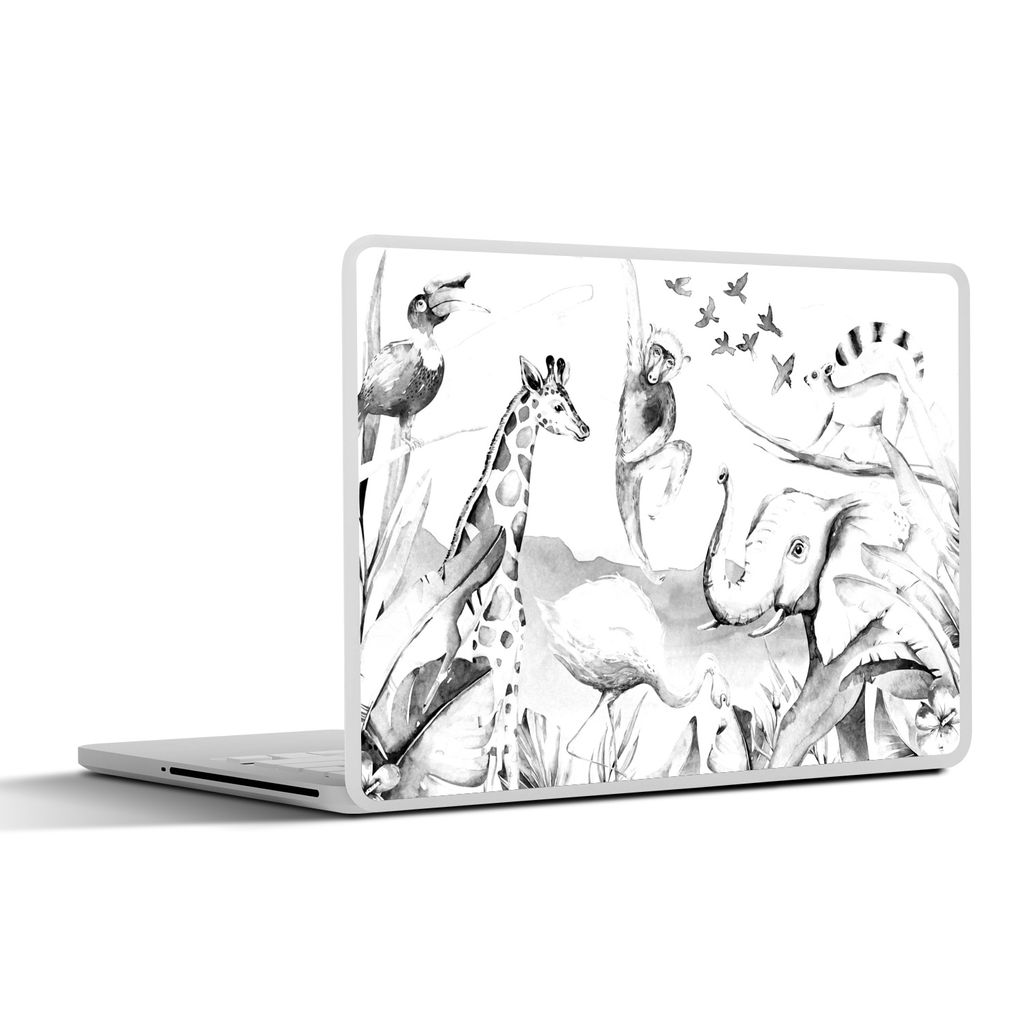 MuchoWow Laptop Aufkleber Sticker Cover Aquarelle - Tiere - Dschungel - Jungen - Mädchen - Kinder - Kinder 25x18 cm - Laptop-Deko