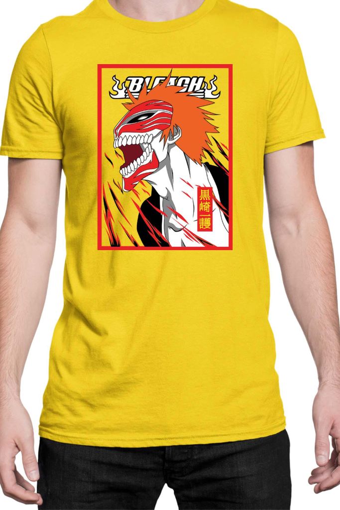 Herren T-Shirt Manga Japan Anime Comics Animation Bleach 002, Man S / Gelb