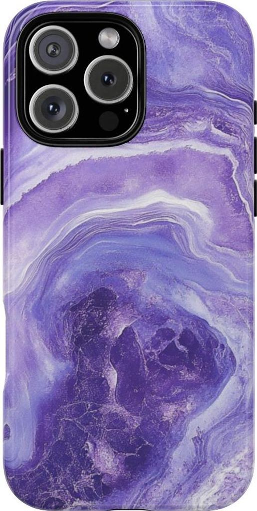 Glänzendes Lila-Marmor-Design – Hülle Kompatibel mit iPhone 16 Pro Max