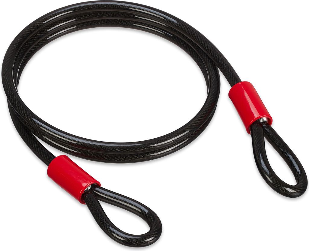 Relaxdays Schlaufenkabel 2 m, ummanteltes Stahlseil mit Ösen, Ø 12 mm, Sicherung Fahrrad, Motorrad, Gartenmöbel, schwarz