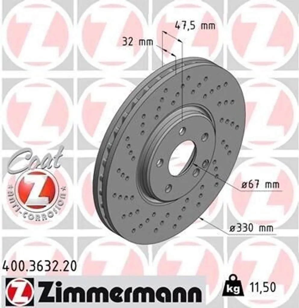 Disque de frein ventilé série Coat Z pour Mercedes Classe S W220