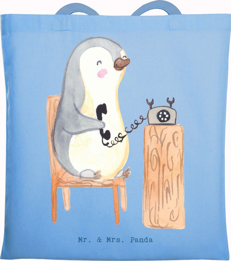 Mr. & Mrs. Panda Shopping Tasche Sekretär Herz - Sky Blue - Geschenk, umhängebeutel, Laptoptasche, canvas, Schultasche, Beutel