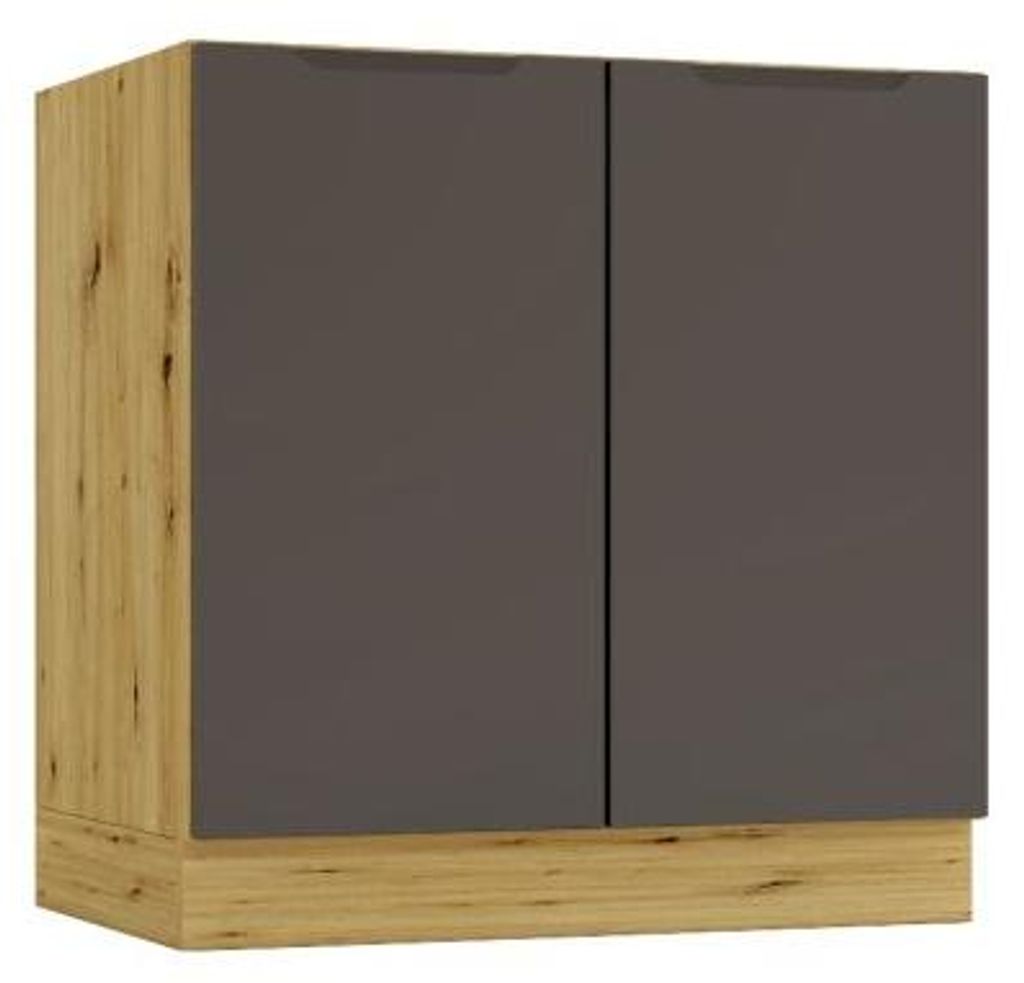 Küchenunterschrank 80 cm - Eiche Artisan und Mocca-Grau - 2 Produktbild 