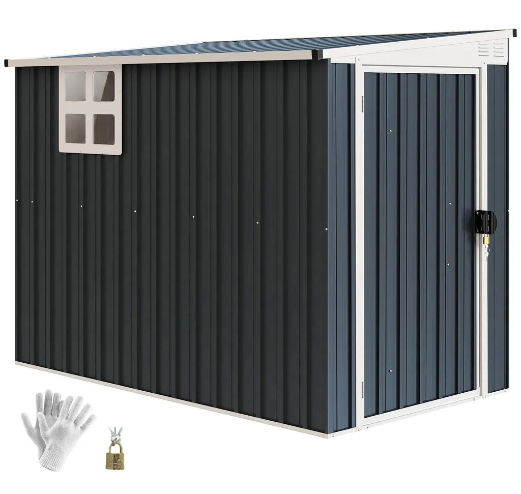 Cabanon de jardin en métal gris 2,7 m² Outsunny avec toit incliné