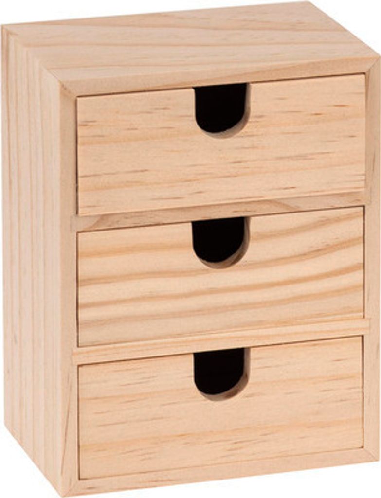 Holz-Box mit 3 Schubladen 14,5x11x7 cm Produktbild 
