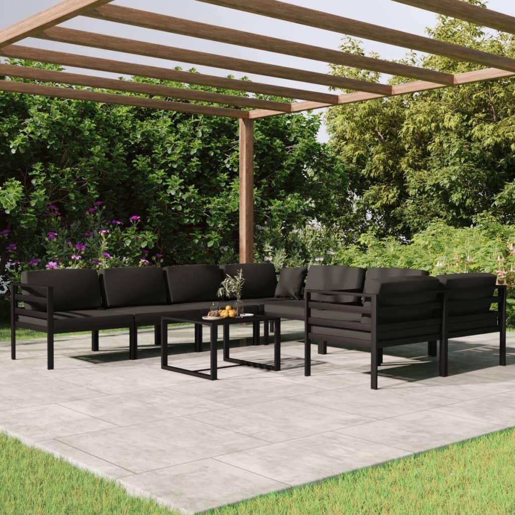 BEI CLORIS 9-tlg. Garten-Lounge-Set mit Kissen Aluminium Anthrazit - Gartenlounge-Set, Gartenmöbelset, Sitzgruppe 2026Neu4982697